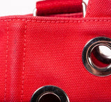 Authentic Red Prada Canvas Grommet Canapa Small Tote Bag