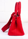 Authentic Red Prada Canvas Grommet Canapa Small Tote Bag