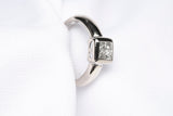Ladies Cluster Princess Cut Diamond Square Ring .28 TCW 14K White Gold