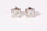 Unisex 14k White Gold Solitaire Princess Cut Diamond Stud Earrings