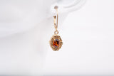 Ladies 14k Yellow Gold Citrine Oval Cut Filagree Drop Earrings