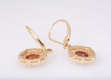 Ladies 14k Yellow Gold Citrine Oval Cut Filagree Drop Earrings