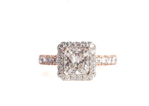 Ladies Verragio 14k Rose Gold Princess Cut LAB GROWN Diamond Engagement Set 1.90CTW