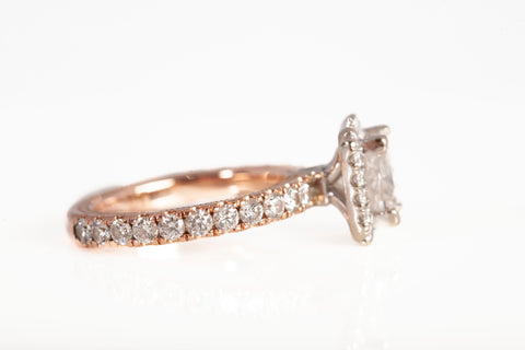 Ladies Verragio 14k Rose Gold Princess Cut LAB GROWN Diamond Engagement Set 1.90CTW