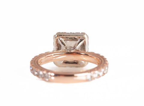 Ladies Verragio 14k Rose Gold Princess Cut LAB GROWN Diamond Engagement Set 1.90CTW