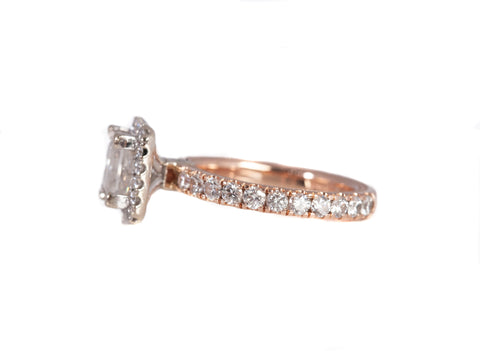 Ladies Verragio 14k Rose Gold Princess Cut LAB GROWN Diamond Engagement Set 1.90CTW