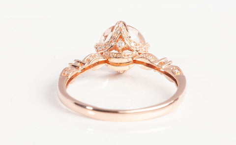 Ladies 14k Rose Gold Morganite & Diamond Accent Wedding Set 0.95CTW