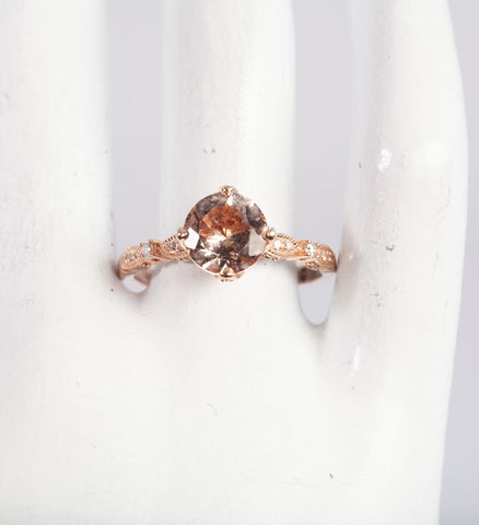Ladies 14k Rose Gold Morganite & Diamond Accent Wedding Set 0.95CTW