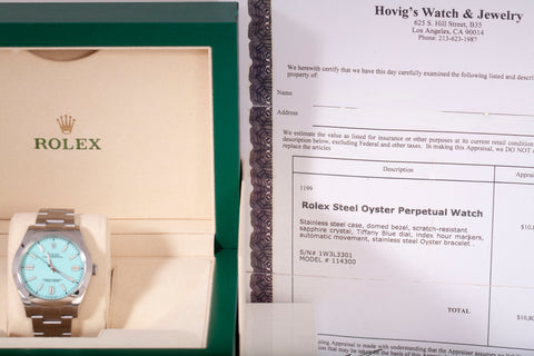 Rolex Oyster Perpetual 39MM Tiffany Blue Dial& Stainless Steel Watch
