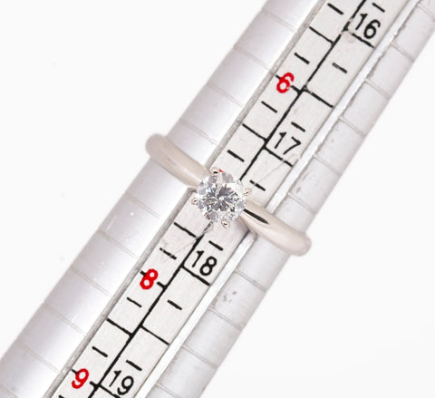 Ladies 14k White Gold Round Cut Solitaire Diamond Engagement Ring