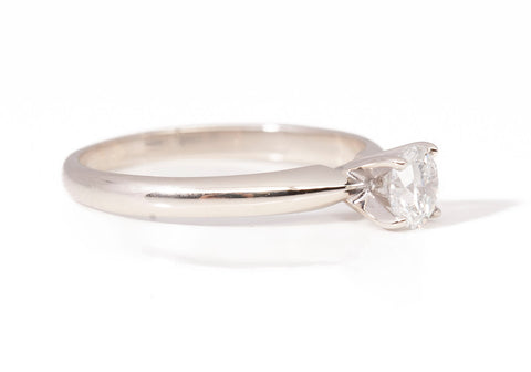 Ladies 14k White Gold Round Cut Solitaire Diamond Engagement Ring