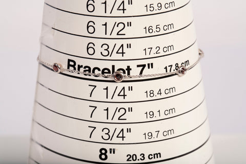 Ladies 14k White Gold Garnet Station by the Yard Bracelet