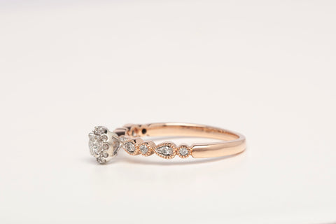 Ladies 10k Rose Gold Halo Diamond Accent Engagement Ring .25CTW