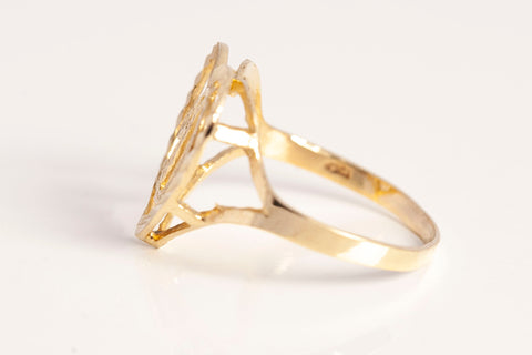 10k Yellow Gold Heart Cursive "D" Ring