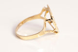 10k Yellow Gold Heart Cursive "D" Ring