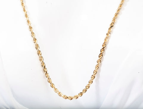 14K Yellow Gold Rope Chain 26" 2.8mm
