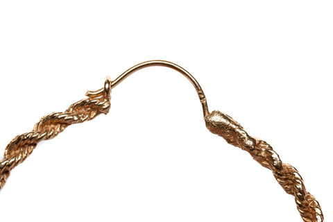 14k Yellow Gold Rope Hoop Earrings