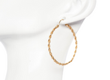 14k Yellow Gold Rope Hoop Earrings