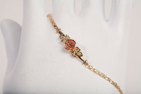 Ladies 14k Two-Tone Single Rose Bracelet Size 6.75"