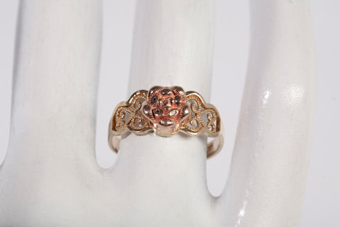 Ladies 10k Two-Tone Rose Ring