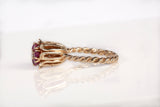 Ladies 14k Yellow Gold Ruby with Diamond Accents Flower Ring Size 5.5"