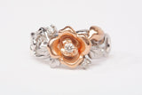 Vintage 14k Two-Tone Rose Flower Diamond Ring