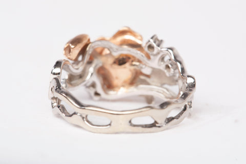 Vintage 14k Two-Tone Rose Flower Diamond Ring