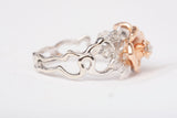 Vintage 14k Two-Tone Rose Flower Diamond Ring