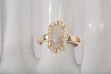 Ladies 14k Yellow Gold Synthetic Mother of Pearl Elongated Hexagon Cocktail Ring