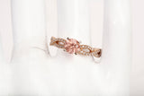 Ladies 14k Rose Gold Morganite with Diamond Twisted Pave Shank Ring