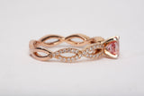 Ladies 14k Rose Gold Morganite with Diamond Twisted Pave Shank Ring
