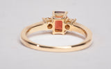Ladies 14k Yellow Gold Garnet Emerald Cut with Diamond Accents Ring