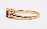 Ladies 14k Yellow Gold Garnet Emerald Cut with Diamond Accents Ring