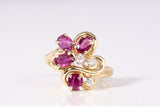 Ladies 14k Yellow Gold Ruby w/Diamond Accent Cocktail Ring