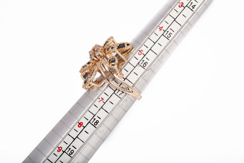 Ladies Estate 14k Yellow Gold Sapphire & Diamond Cluster Ring