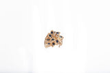 Ladies Estate 14k Yellow Gold Sapphire & Diamond Cluster Ring 0.04CTW