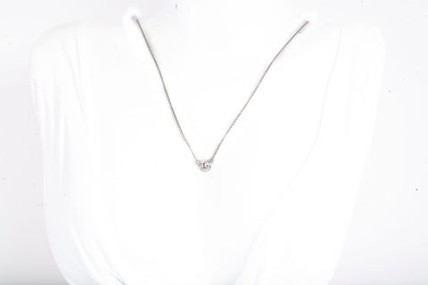 Ladies Dainty 14k White Gold Solitaire Diamond Pendant Necklace 0.61CTW