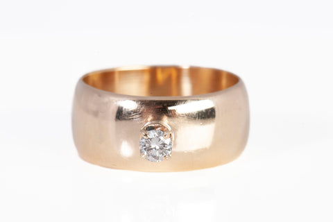 Ladies 14k Yellow Gold .09CT Solitaire Diamond Band Size 5.5