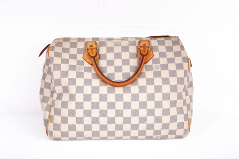 Authentic Louis Vuitton Damier Azur Canvas Speedy 30 Handbag