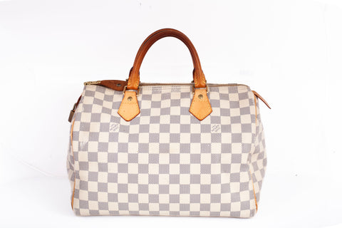 Authentic Louis Vuitton Damier Azur Canvas Speedy 30 Handbag