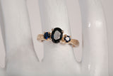 Ladies 14k Yellow Gold Three Stone Sapphire Ring