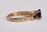 Ladies 14k Yellow Gold Three Stone Sapphire Ring