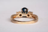 Ladies 14k Yellow Gold Three Stone Sapphire Ring