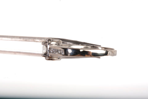 Ladies 14k White Gold Princess Cut with Diamond Accents Engagement Ring