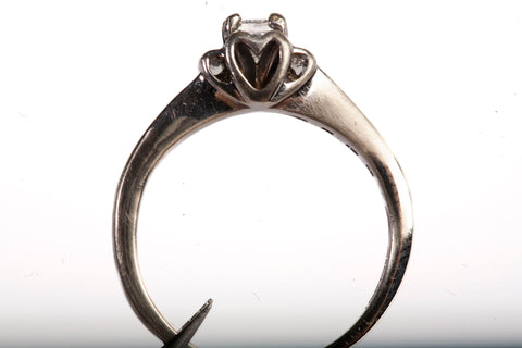 Ladies 14k White Gold Princess Cut with Diamond Accents Engagement Ring