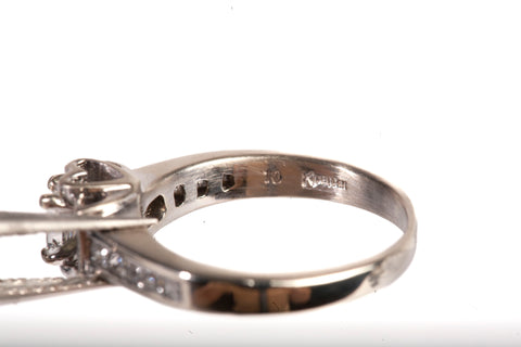 Ladies 14k White Gold Princess Cut with Diamond Accents Engagement Ring