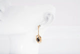 Ladies 14k Yellow Gold Black Star Sapphire Dangle Earrings