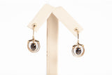 Ladies 14k Yellow Gold Black Star Sapphire Dangle Earrings
