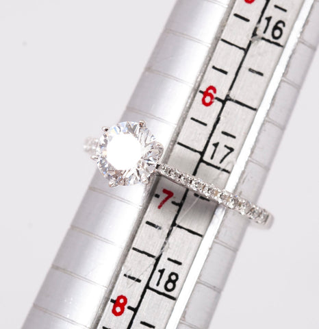 Stunning 14 White Gold 1CT Round Cut Lab Grown Diamond Engagement Ring