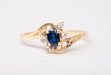 Ladies 10k Yellow Gold Sapphire with Diamond Accents Bypass Ring